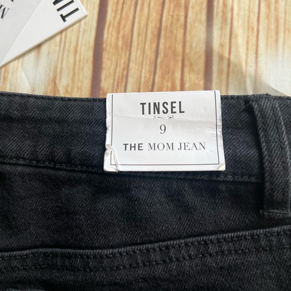 Tinsel Women High Waist Distressed Skinny Ankle Crop Denim Black Mom Jeans Sz 9 - Picture 11 of 11